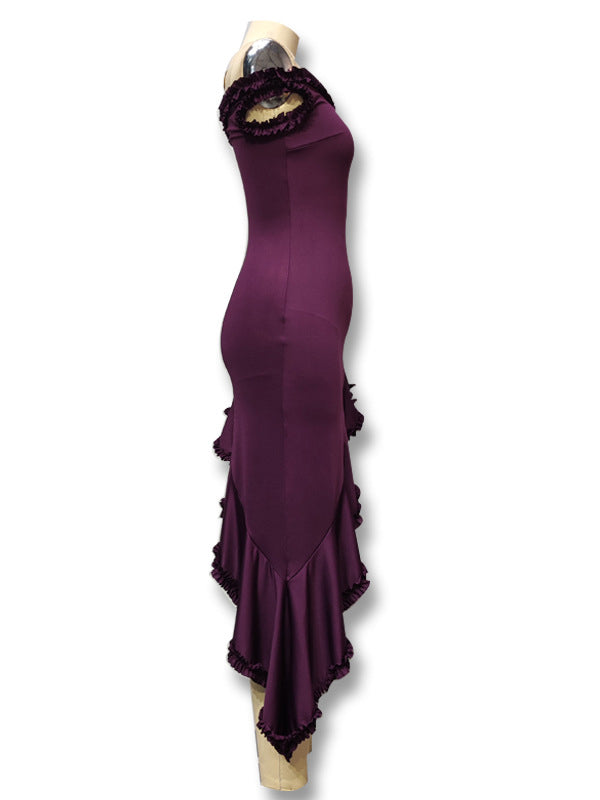 Momsmood Off Shoulder Irregular Side Slit Bodycon Fashion Photoshoot Baby Shower Maternity Maxi Dress