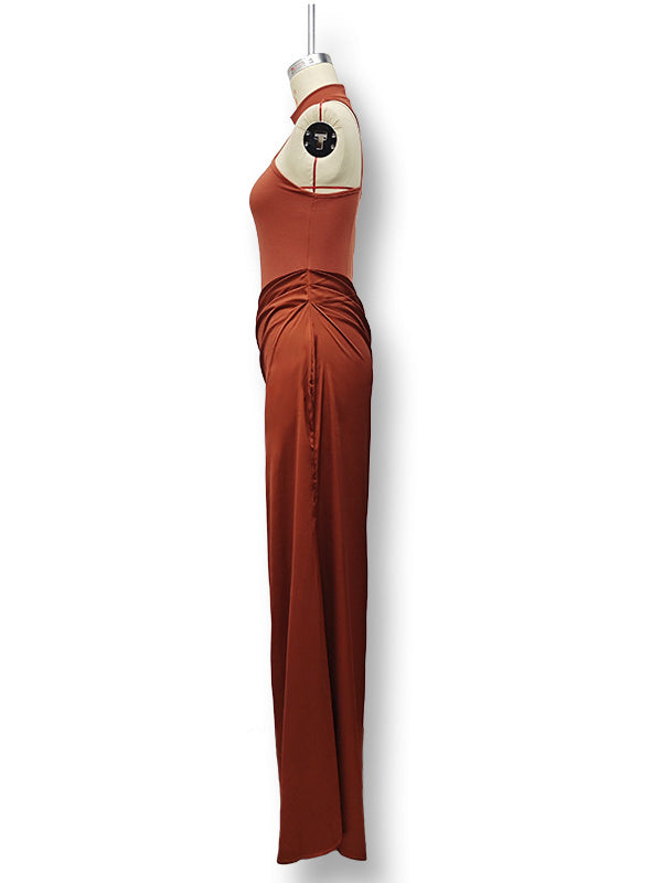 Momsmood Color Splicing Cut Out Band Neck Bodycon Elegant Party Photoshoot Baby Shower Maternity Maxi Dress