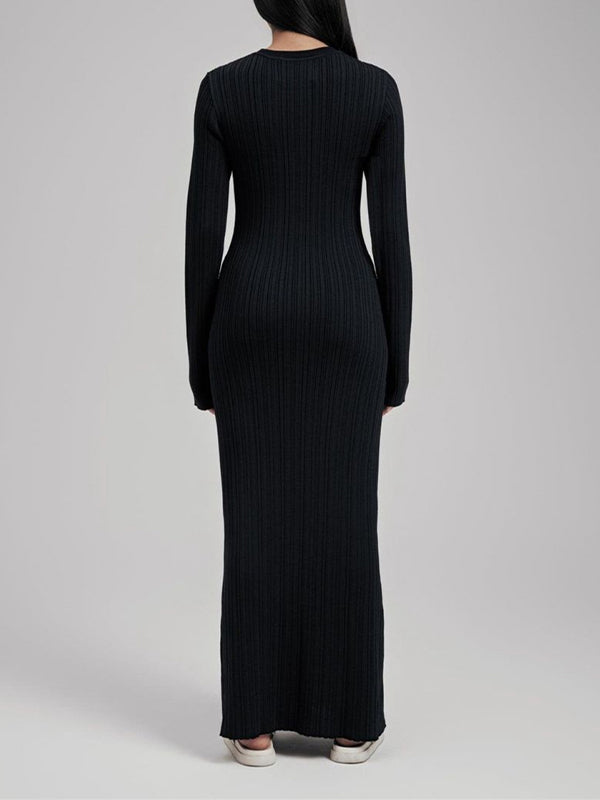 Momsmood Knit Solid Color Elegant Photoshoot Baby Shower Maternity Maxi Sweater Dress