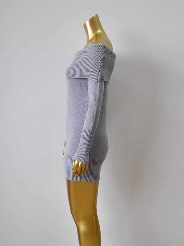 Momsmood Off Shoulder Solid Color Bodycon Daily Baby Shower Maternity Mini Sweater Dress