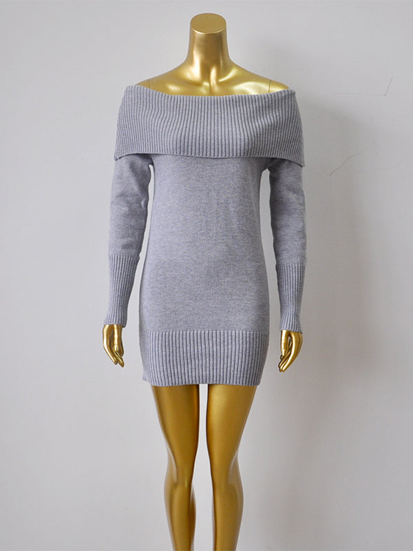 Momsmood Off Shoulder Solid Color Bodycon Daily Baby Shower Maternity Mini Sweater Dress