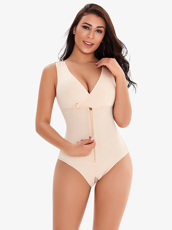Momsmood Plus Size Zipper Adjustable Shoulder Strap Tummy Control Breastfeeding Maternity Bodysuit Postpartum Nursing Shaper