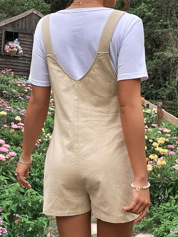 Momsmood Pockets Buttons Adjusted Daily Casual Fashion Waist Overall Pants Maternity Jumpsuit