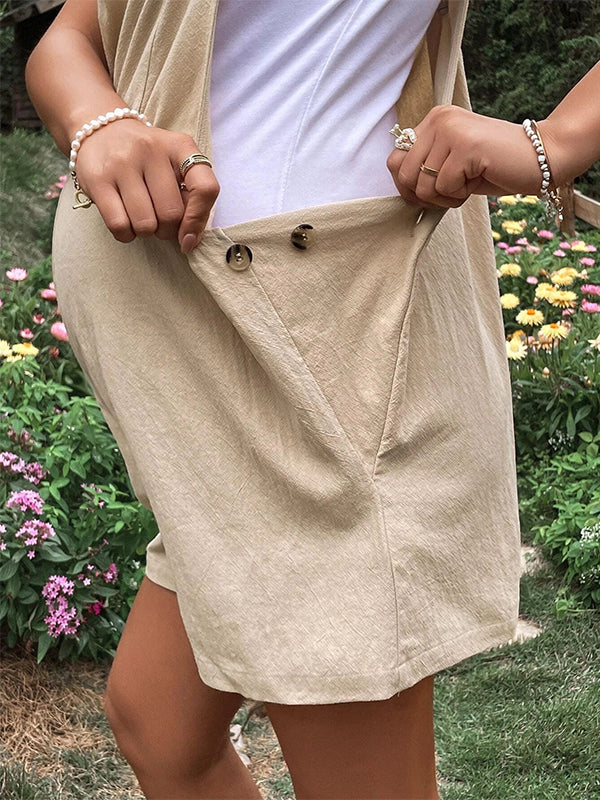 Momsmood Pockets Buttons Adjusted Daily Casual Fashion Waist Overall Pants Maternity Jumpsuit