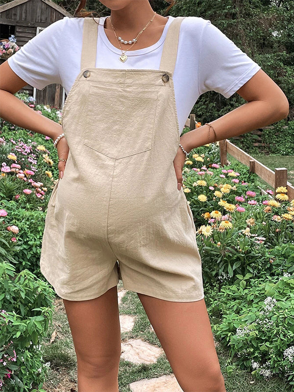Momsmood Pockets Buttons Adjusted Daily Casual Fashion Waist Overall Pants Maternity Jumpsuit