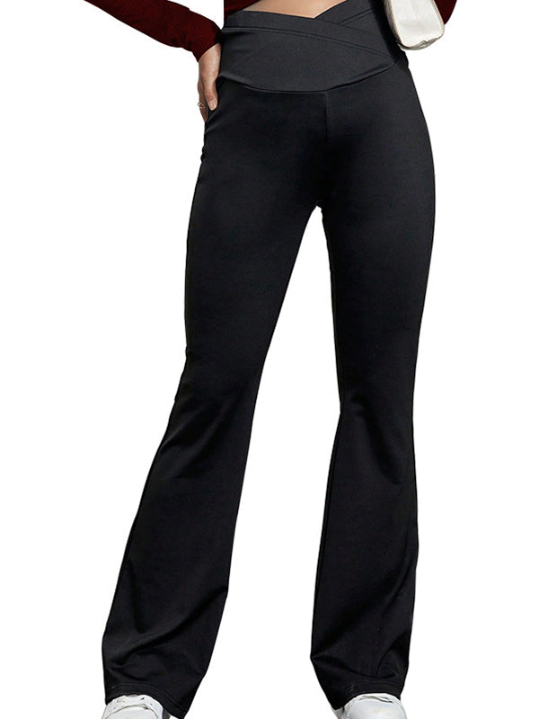 Momsmood Black Over The Belly Flare Bell Bottom High Waisted Work Cozy Pants Casual Maternity Trousers
