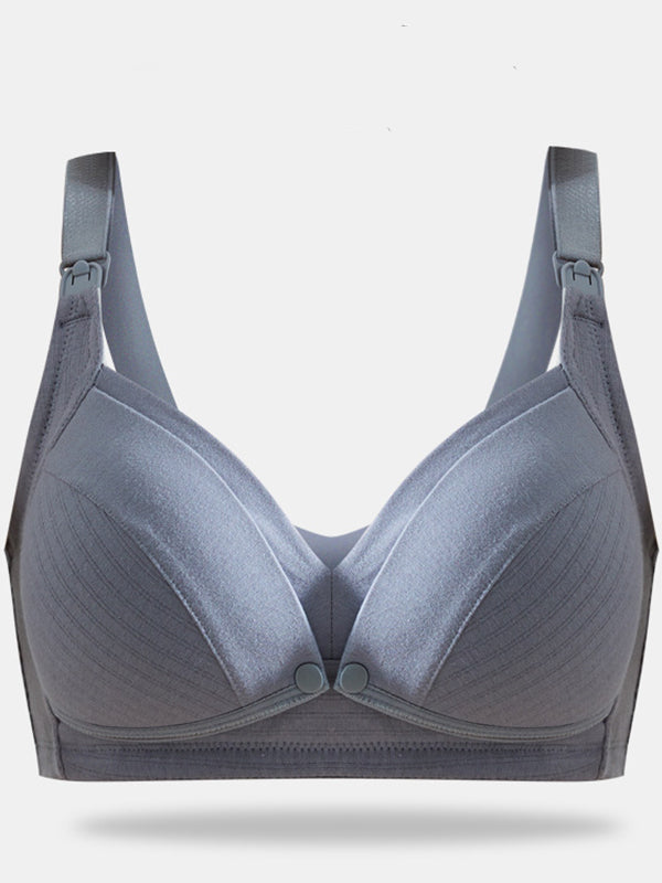 Momsmood Solid Color Nursing Bras Ribbed Seamless Bralettes Support Sports Bra Wireless Maternity Breastfeeding Bra Sleep