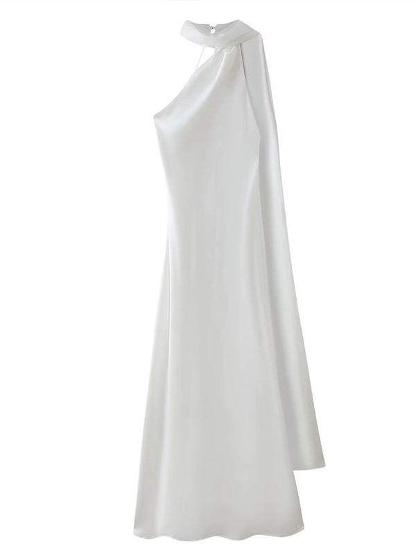 Momsmood White Draped Sleeveless Mermaid Bodycon Elegant Maternity Photoshoot Maxi Dress