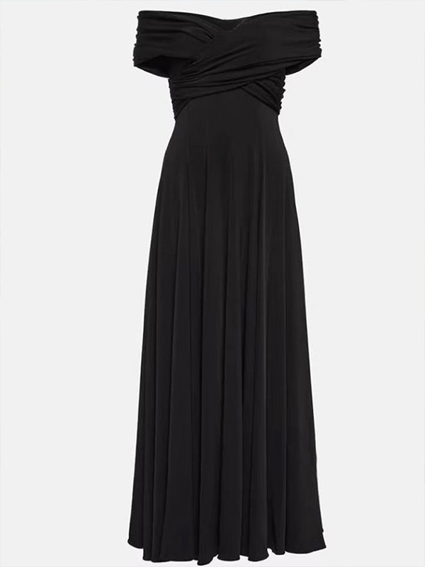 Momsmood White Off Shoulder Cross Chest Ruffle Falbala Mermaid Elegant Maternity Baby Shower Maxi Dress