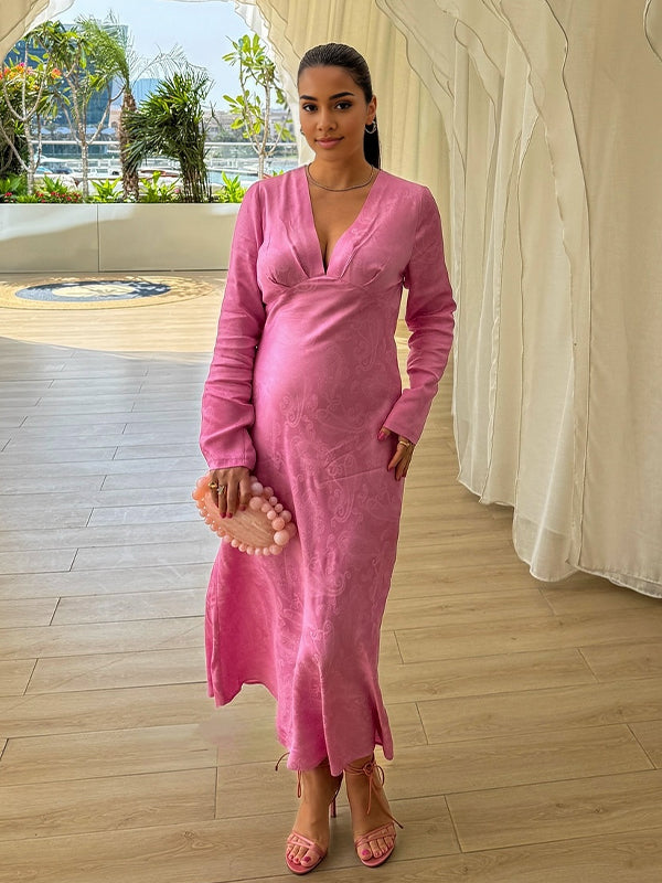Momsmood Bedazzled Floral Elegant Photoshoot Maternity Maxi Dresses