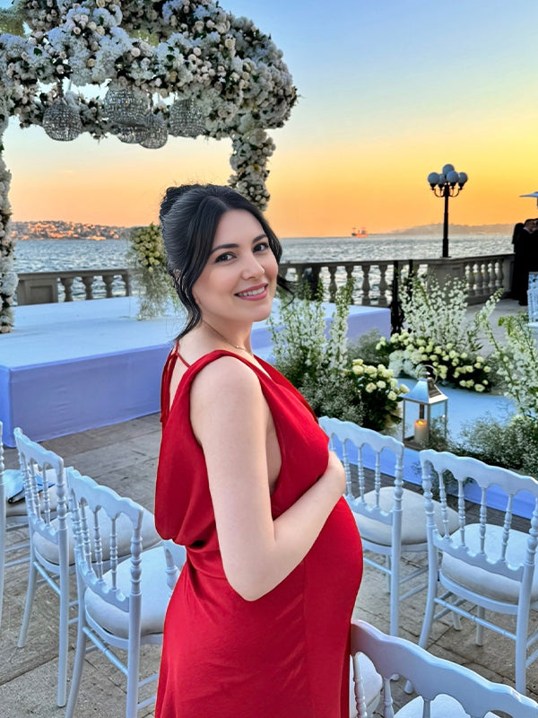 Red Backless Tie Back Homecoming Maternity Maxi Dresses