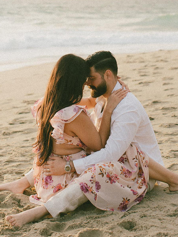 Momsmood Pink Stamp Duty Cross Chest Open Back Vacation Beach Maternity Photoshoot Maxi Dress