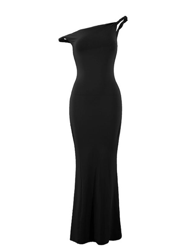 Momsmood One Shoulder Mermaid Elegant Maternity Photoshoot Maxi Dress