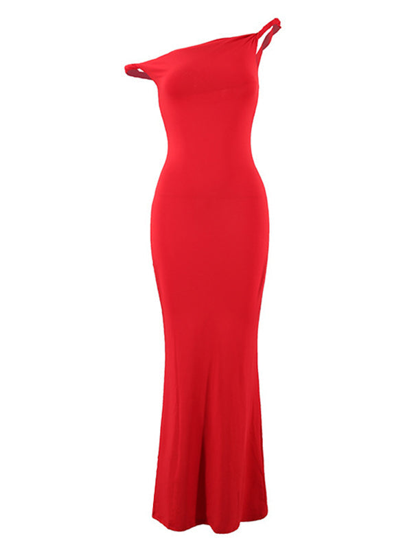 Momsmood One Shoulder Mermaid Elegant Maternity Photoshoot Maxi Dress