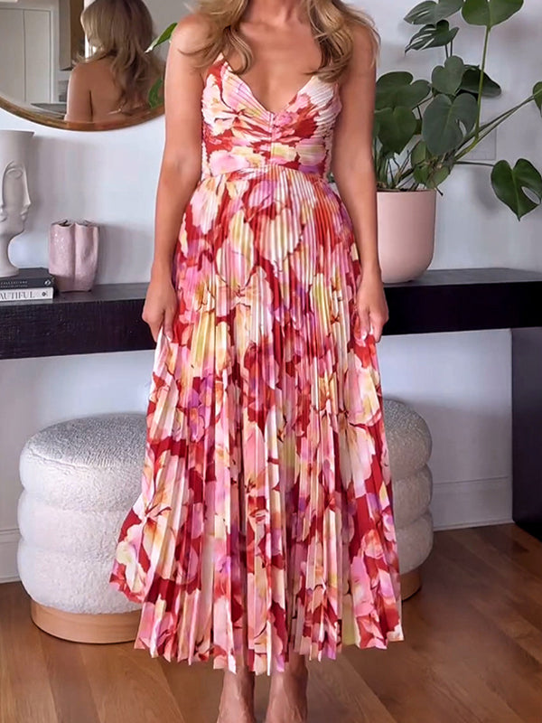 V Neck Spaghetti Strap Stamp Duty Maternity Baby Shower Maxi Dress