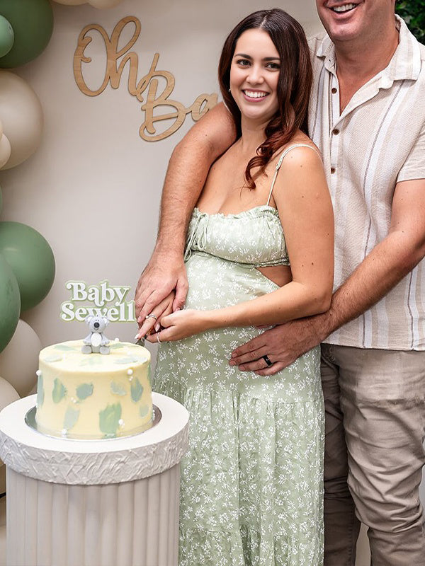Green Spaghetti Strap Stamp Duty Maternity Photoshoot Maxi Dress