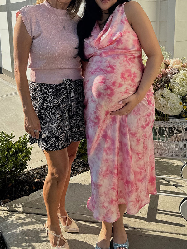 Halter Neck Stamp Duty Maternity Baby Shower Maxi Dress