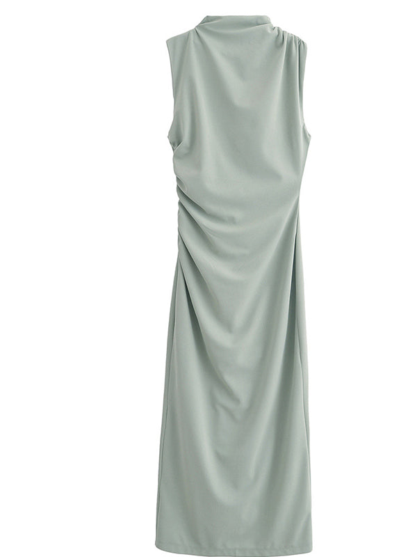 High Neck Ruched Maternity Baby Shower Maxi Dress