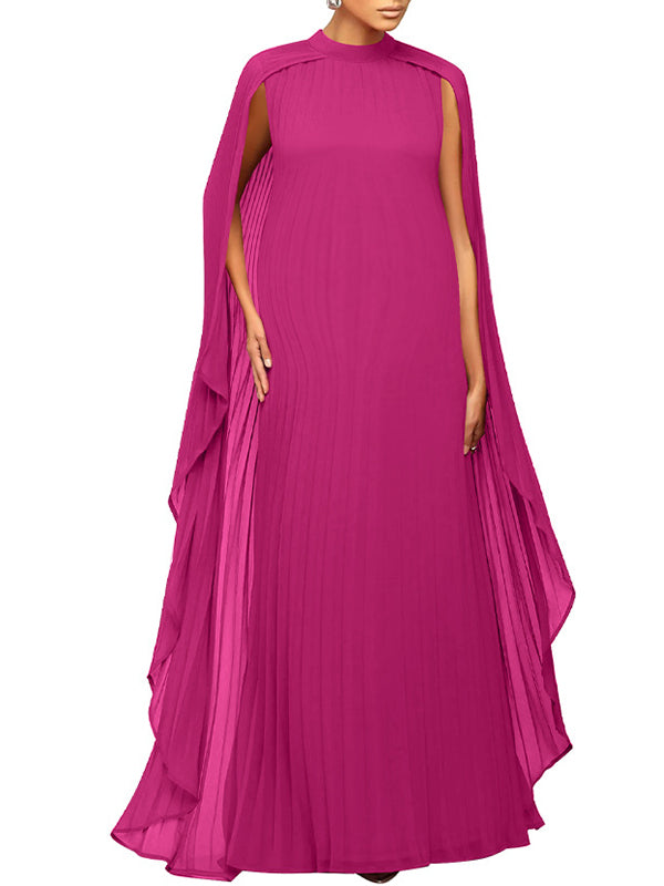 High Neck Pleat Shawls Maternity Photoshoot Maxi Dress