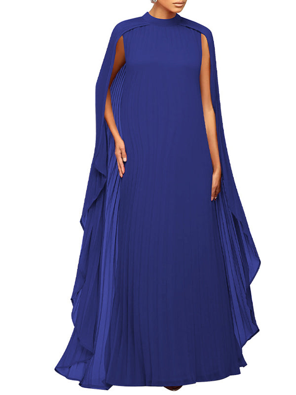 High Neck Pleat Shawls Maternity Photoshoot Maxi Dress