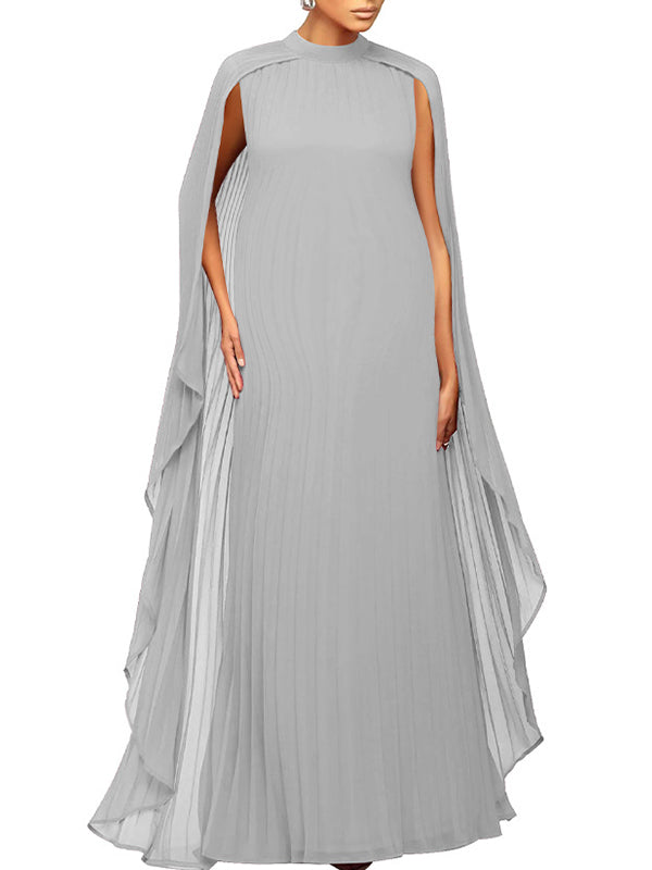 High Neck Pleat Shawls Maternity Photoshoot Maxi Dress