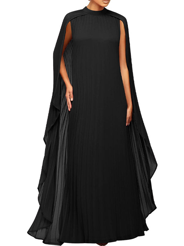 High Neck Pleat Shawls Maternity Photoshoot Maxi Dress