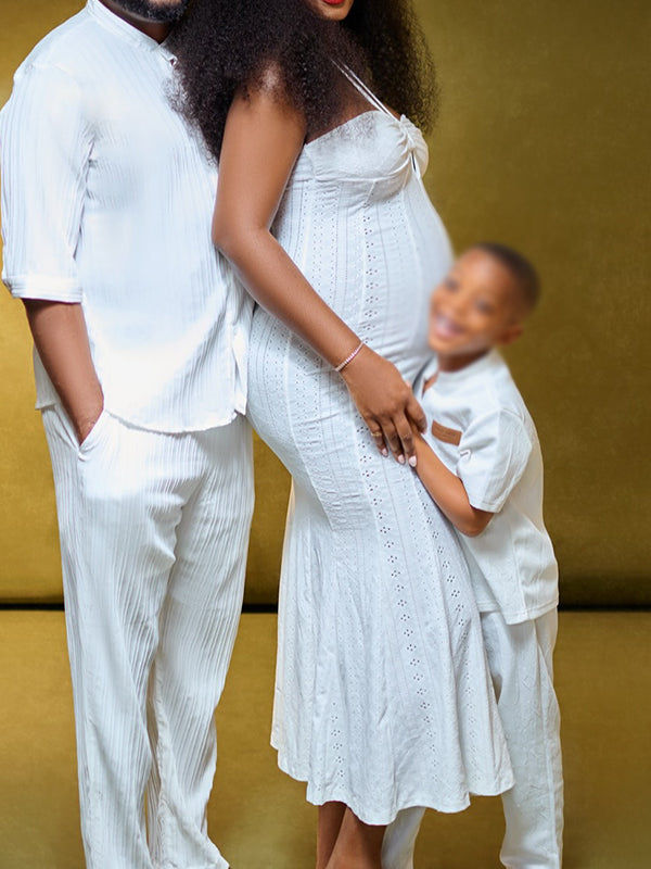 White Halter Neck High Waisted Skeleton Maternity Photoshoot Maxi Dress