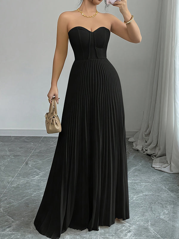 Pleated Backless High Waisted Maternity Baby Shower Maxi Dress