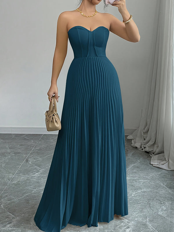 Pleated Backless High Waisted Maternity Baby Shower Maxi Dress