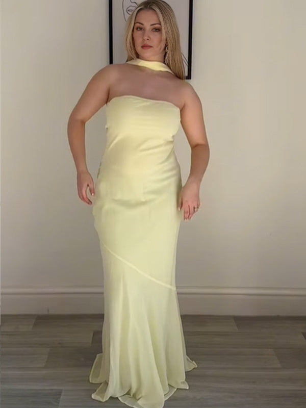 Buff Trumpet High Waisted Bodycon Maternity Photoshoot Maxi Dress