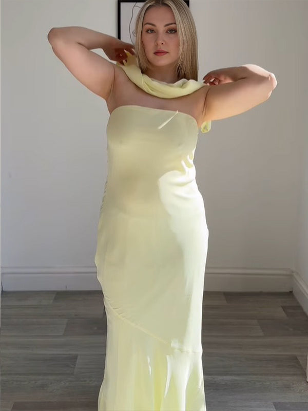 Buff Trumpet High Waisted Bodycon Maternity Photoshoot Maxi Dress