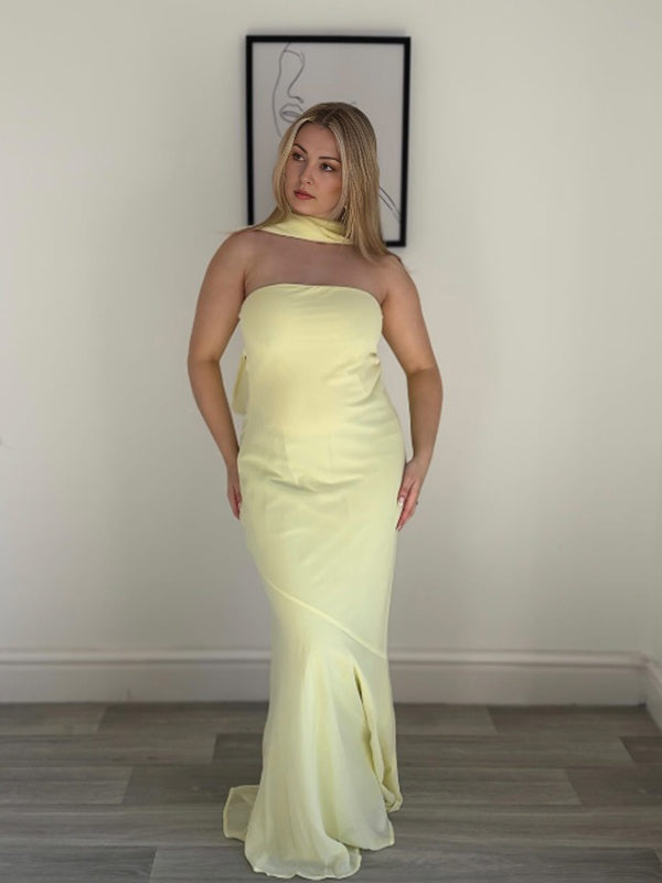 Buff Trumpet High Waisted Bodycon Maternity Photoshoot Maxi Dress