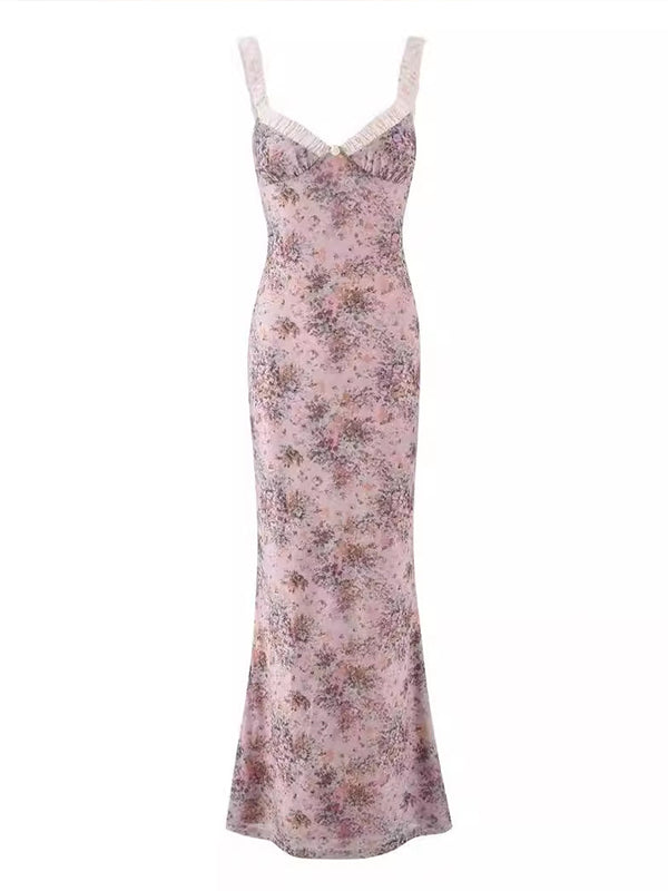 Momsmood Pink Floral Ruched Ruffle Tank Bodycon Elegant Maternity Baby Shower Maxi Dress