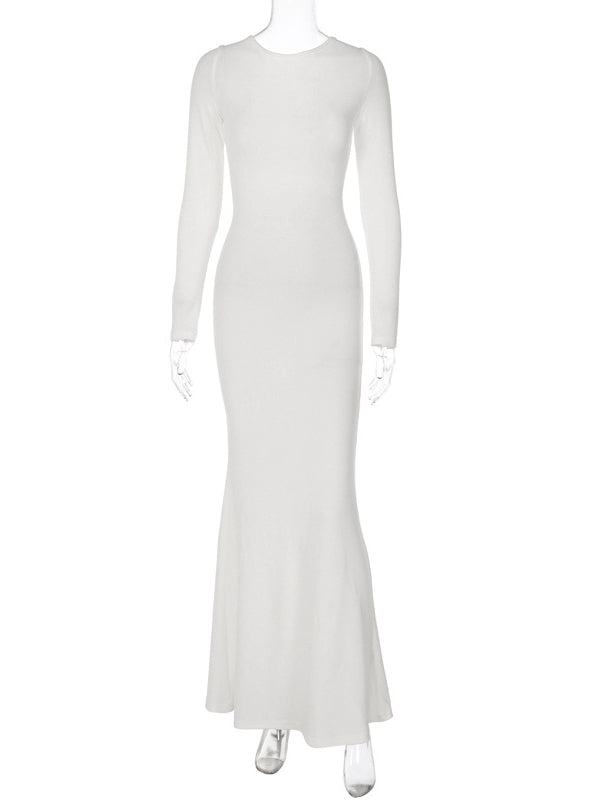 Momsmood White Backless Lace Up Bodycon Elegant Photoshoot Baby Shower Maternity Maxi Dress