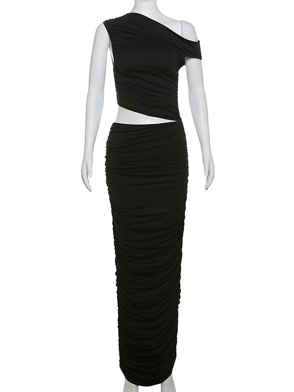 Momsmood 2-in-1 One Shoulder Ruched Photoshoot Maternity Maxi Dress