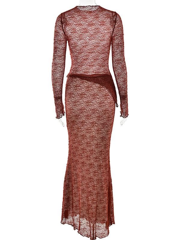 Momsmood 2-in-1 Lace Ruffle Irregular Sheer Photoshoot Maternity Maxi Dress