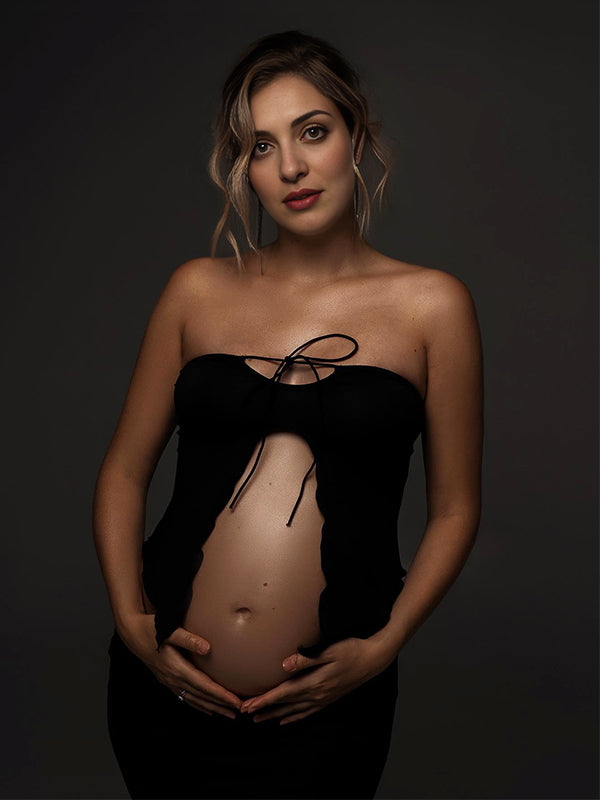 Momsmood 2-in-1 Tie Slit Mermaid Photoshoot Maternity Maxi Dress