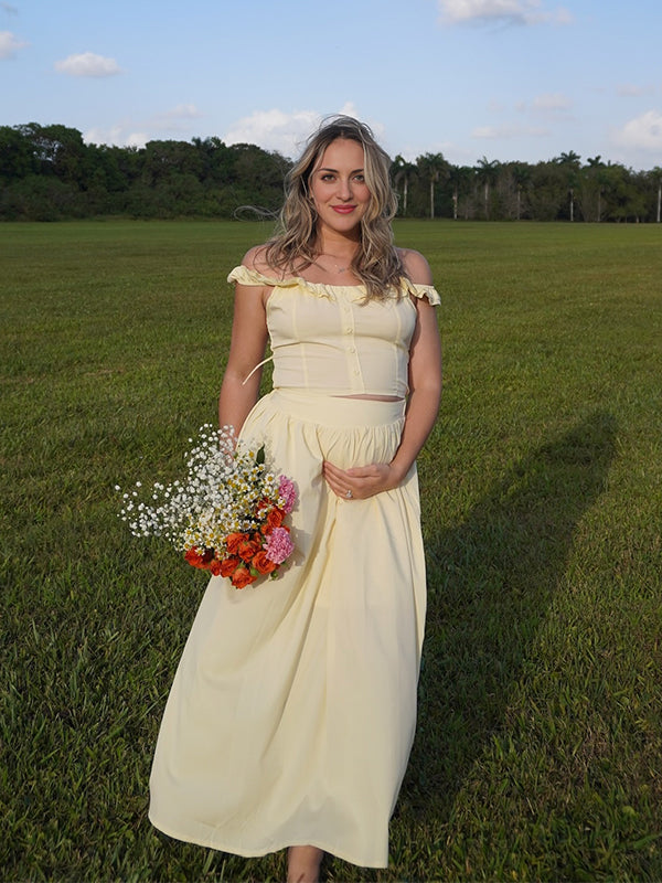 Momsmood 2-in-1 Ruffle Buttons Photoshoot Maternity Maxi Dress