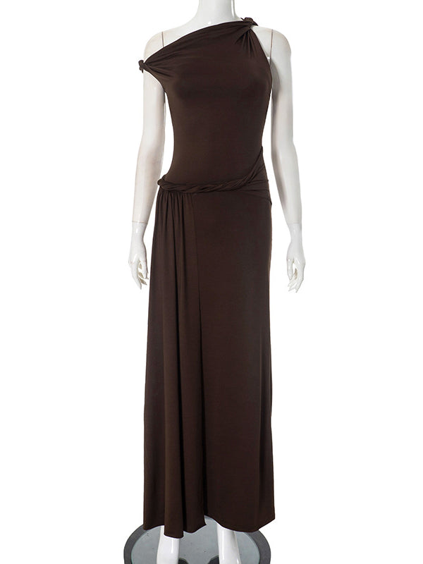 Momsmood One Shoulder Draped Big Swing Photoshoot Baby Shower Maternity Maxi Dress