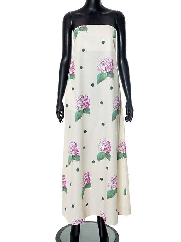 Momsmood Floral Bandeau Back Zipper Baby Shower Maternity Maxi Dress