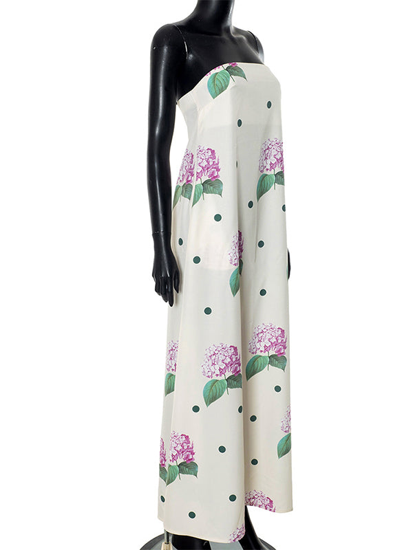 Momsmood Floral Bandeau Back Zipper Baby Shower Maternity Maxi Dress