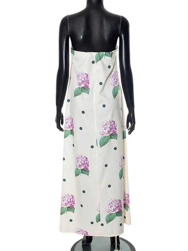 Momsmood Floral Bandeau Back Zipper Baby Shower Maternity Maxi Dress