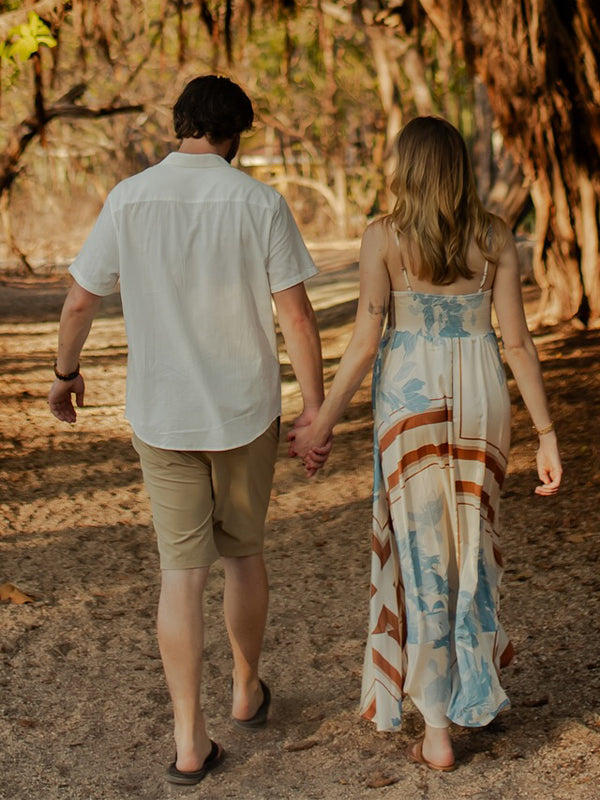 White Print High Waist Flowy Photoshoot Maternity Maxi Dress