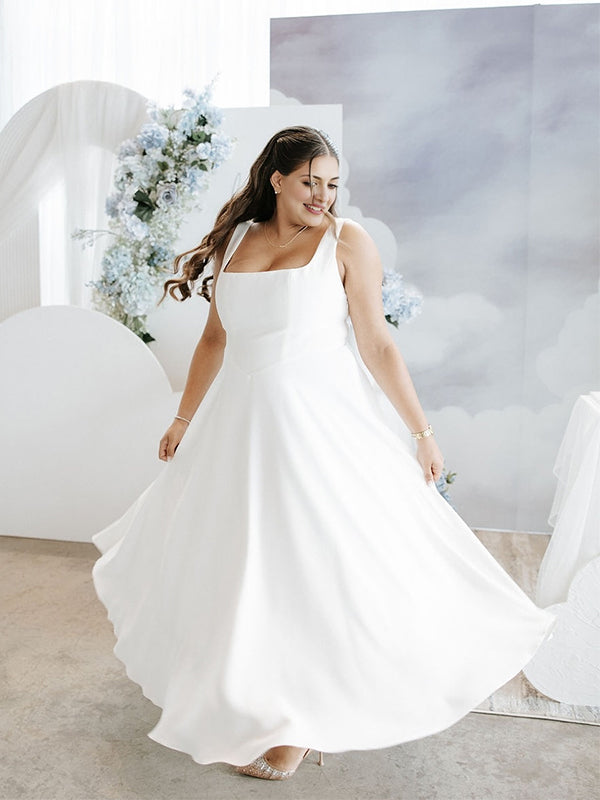 White Square Neck Swing Flowy Baby Shower Maternity Maxi Dress