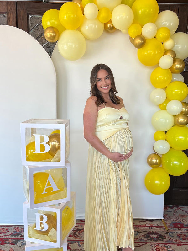 Yellow Condole Belt Cut Out Pleated Maternity Midi Dresses