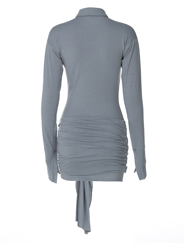 Momsmood Single Breasted Ruched Ruffle Falbala Draped Bodycon Shirt Dress Elegant Maternity Baby Shower Mini Dress