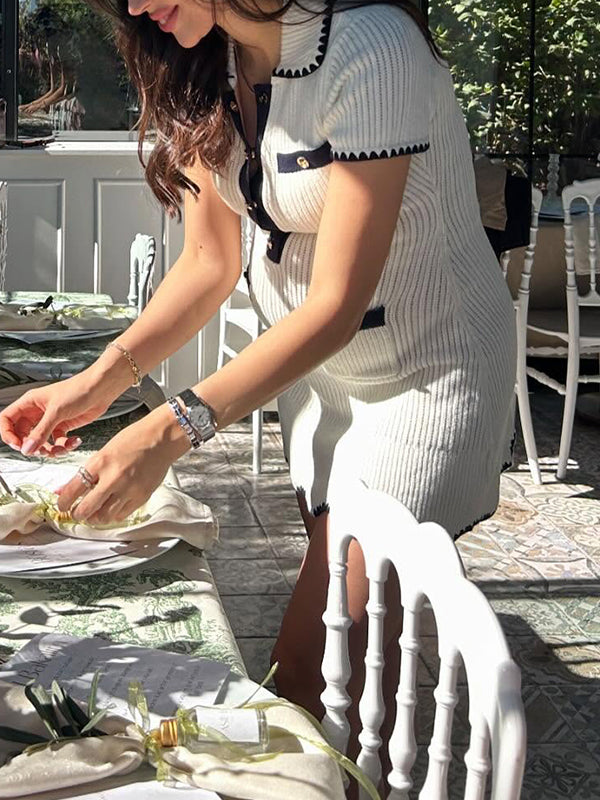 Momsmood White Ruffle Buttons Polo Neck Bodycon Elegant Maternity Photoshoot Baby Shower Mini Dress