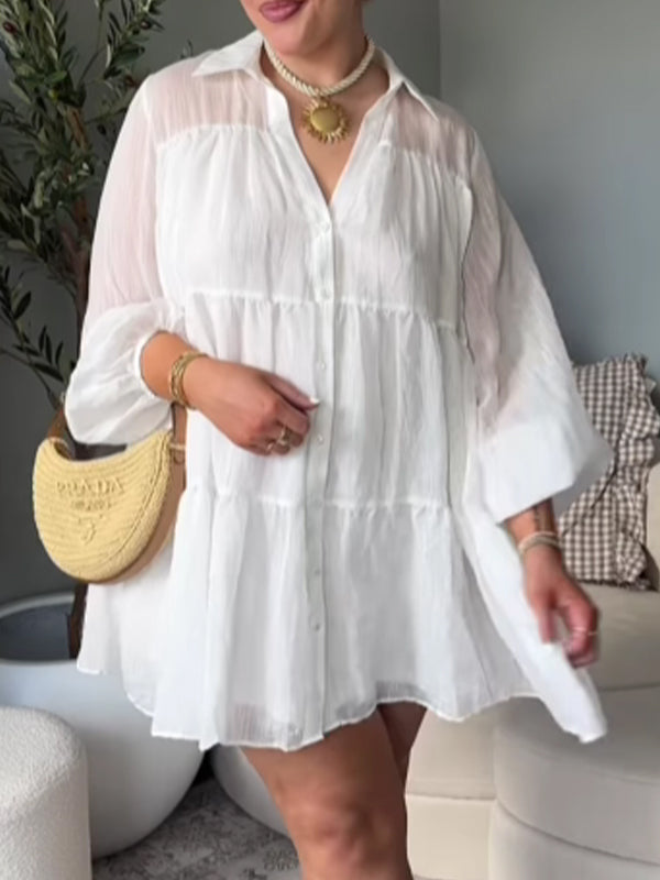 Momsmood Buttons Shirt Dress Photoshoot Maternity Mini Dresses