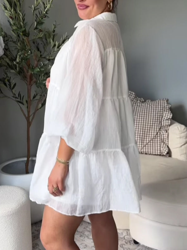 Momsmood Buttons Shirt Dress Photoshoot Maternity Mini Dresses