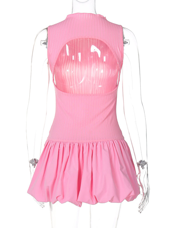 Momsmood Tutu Backless Band Neck Chic Photoshoot Gender Reveal Baby Shower Maternity Mini Dress